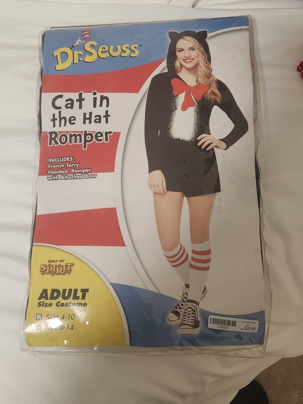 Spirit Dr. Seuss Cat in the Hat Women's Black Romper with Red Bow